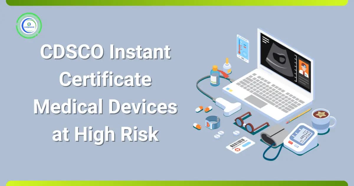 CDSCO Instant Certificate Medical Devices at High Risk