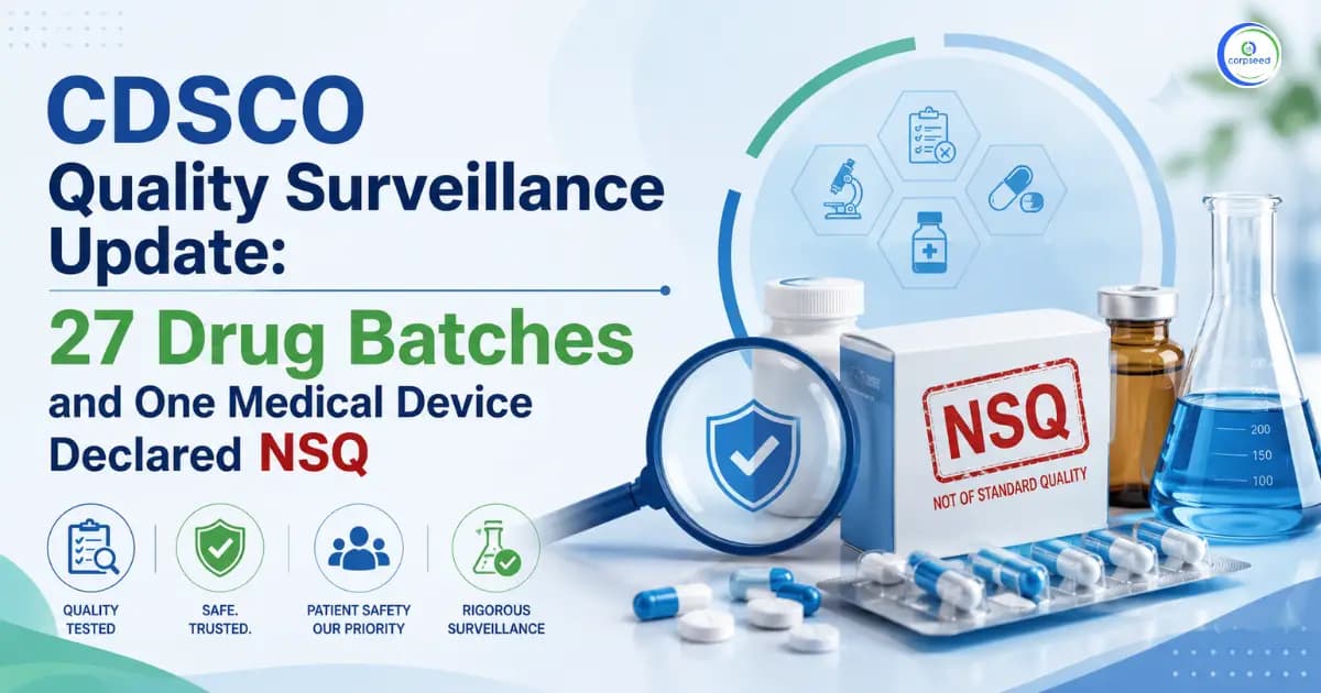 CDSCO Quality Surveillance Update: 27 Drug Batches and One Medical Device Declared NSQ