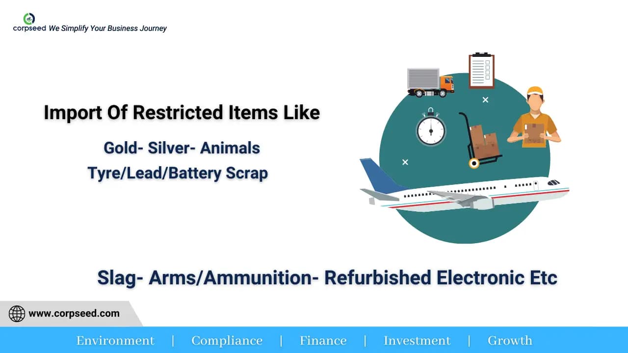 Import Of Restricted Items Like Gold- Silver- Animals- Tyre/Lead/Battery Scrap- Slag- Arms/Ammunition- Refurbished Electronic Etc